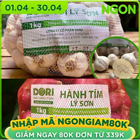 Combo#1 hành tím Lý Sơn 1kg + 1kg tỏi Lý Sơn Dori (Tỏi loại 1) trồng tại đảo Lý Sơn, cam kết xuất xứ Lý Sơn
