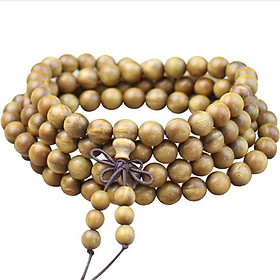 Vòng tay gỗ đàn hương xanh cao cấp 108 hạt 6-8 ly phong cách phật giáo VG10