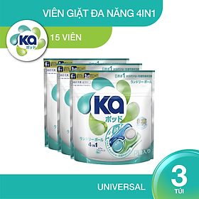 Combo 3 Túi Viên Giặt Xả Đa Năng 4 Trong 1 KA Universal (5 Viên/ Túi)