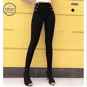 Quần Leeging nữ cạp cao 9 phân có đính , 6 khuy 2 bên co giãn 4 chiều xưởng may giá si