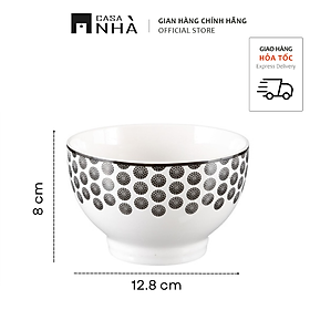 Mua Tô gốm sứ hoạt tiết BOHEMIA - Bát ăn cơm họa tiết phong cách Nhật Bản