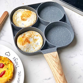 Hình ảnh Chảo Chiên Rán Trứng Làm Bánh 3 Ngăn 4 ngăn Chống Dính Loại Đáy Từ Dùng Mọi Loại Bếp