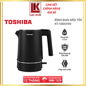 Bình đun siêu tốc Toshiba KT-15DS1NV - 1.5L - Inox 304 - Hàng chính hãng, bảo hành 12 tháng, chất lượng Nhật Bản