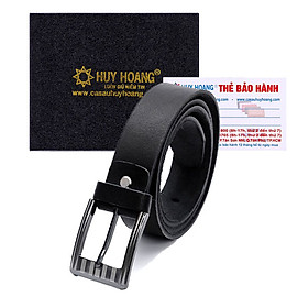 HJ4105 - Dây nịt nam da bò Huy Hoàng màu đen