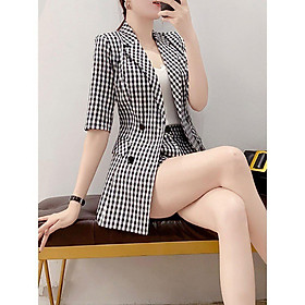 Set Bộ Vest Nữ Caro 3 Món Áo Và Quần Đùi Sang Trọng Cá Tính BY4529