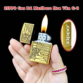 Hột Quẹt Bật Lửa gas đá MARLBORO hoa văn kim loại nguyên khối - xài gas