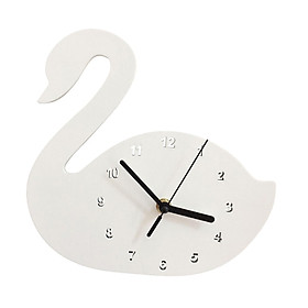 Swan Wall Clock, Lovely Silent Animal Wooden Wall Hanging Decor Cute for Office, Living Room, Bedroom, Kids Room, Home