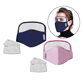 2Pcs Cloth Face Mask PM2.5 Mouth Cover Eye Shield Mask with 6 Filters Insert Pad