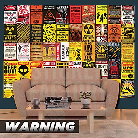 WARNING - Set 50 Poster A4 dán tường trang trí decor quán nhà cửa - STICKER FACTORY