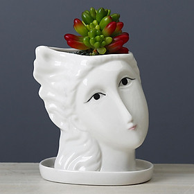 Creative Goddess Head Planter Statue for Garden Ornaments | Premium Ceramic | Cool Face Large Diameter Flower Pot for Patio Lawn Garden Yard Decor