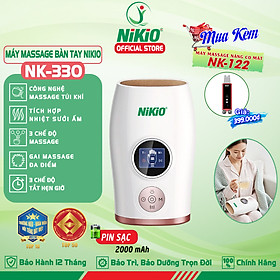 Máy massage bàn tay pin sạc Nikio NK-330 - Không dây hoạt động điện áp suất không khí và nén nhiệt