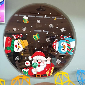 Decal trang trí Noel Hít Tĩnh Điện 2 mặt - CÁNH CỤT CHOÀNG KHĂN CÙNG CÁC BẠN