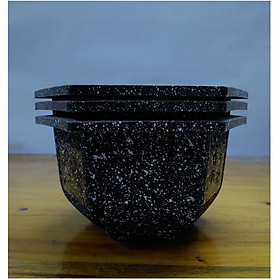 3 Chậu nhựa Bonsai lục giác đá đen 200x120