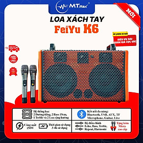 Loa Bluetooth K6 - Loa Karaoke Cao Cấp Giá Rẻ, Âm Thanh Sống Động Chất Lượng, Âm Bass Trầm Sâu Chắc, Tặng Kèm 2 Micro Không Dây Cao Cấp, Bảo Hành 12 Tháng. Hàng Chính Hãng
