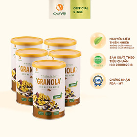 Granola siêu hạt ngũ cốc ăn kiêng Quê Việt, nguyên liệu hữu cơ - combo 5 hộp x 500g/hộp