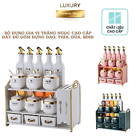 Mua Bộ Hũ Đựng Gia Vị Trắng Ngọc Bằng Sứ Cao Cấp Gồm Đựng Đũa  Thìa  Dao  Lọ Đầy Đủ - Hàng Nhập Khẩu