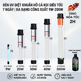Đèn UV 20W-200W Diệt Khuẩn Rêu Tảo Hồ Cá Koi, Xử Lý Nước Thải, Sinh Hoạt Siêu Tốc 7 ngày | TN 500ML