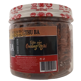 Thịt bò khô Thu Ba Quảng Ngãi 200 gram hộp tròn quà Tết loại sợi