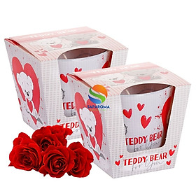 Combo 2 ly nến thơm tinh dầu Bartek Teddy Bear 115g - hương hoa hồng, nến trang trí, thơm phòng, thư giãn, hỗ trợ khử mùi