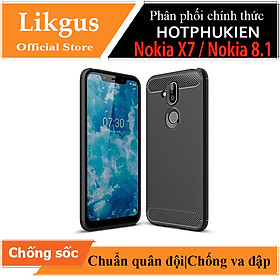 Ốp lưng chống sốc Likgus cho Nokia 8.1 / Nokia X7  (chuẩn quân đội, chống va đập, chống vân tay) - Hàng chính hãng - Đen