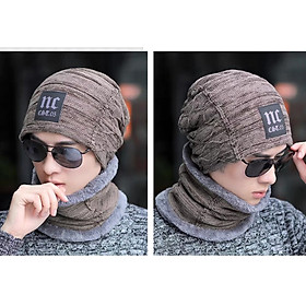 Khăn choàng len nam thời trang Hàn Quốc quàng cổ giữ ấm chống rét lạnh tặng kèm nón mũ len y hình dona21102602