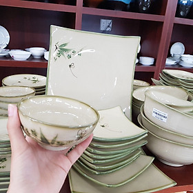 Mua Bộ 12 Sản Phẩm Vẽ Lá Nâu Cao Cấp Gốm Sứ Bát Tràng