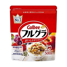 Ngũ cốc hoa quả Calbee 500g (loại mới) Nội địa Nhật Bản - Tặng kẹo Senjaku mật ong