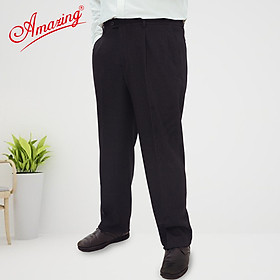 Quần vải nam trung niên, tây âu màu xám, mỗi bên xếp 1 ly, form Regular căn bản, dáng rộng mông, rộng đùi, có big size