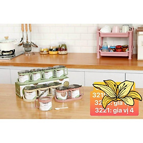 Mua Bộ 4 lọ gia vị thuỷ tinh cao cấp 350ml kèm khay và thìa