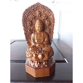 Mua Tượng phật khắc hai mặt phật bà quan thế âm bồ tát  và tượng phật adi đà bằng gỗ bách xanh thơm phức  cực đẹp kt cao 14×7×6cm