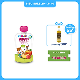 Dinh dưỡng 100% Trái cây nghiền Organic HiPPiS Dâu rừng, Táo, Đào