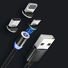 Mua Cáp Sạc Nam Châm Xoay 360 Độ  dành cho Iphone + Samsung + Usb Type C - Bọc Dù