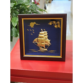 Tranh thuyền thuận buồm xuôi gió (20x20cm) MT Gold Art- Hàng chính hãng, trang trí nhà cửa, quà tặng sếp, đối tác, khách hàng.