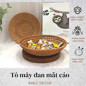 Mua Khay Mây Tròn Đựng Trái Cây  Bánh Kẹo Đan Mắt Cáo Smile Decor