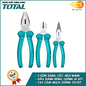 Mua Bộ 3 kềm răng  kềm cắt và kềm mũi nhọn TOTAL THT1K0311 - kìm điện  kìm cắt  kìm mũi nhọn  được đánh bóng và chống gỉ sét