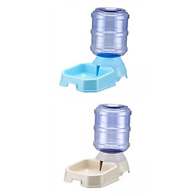 2 Pieces 3.8L Gravity Automatic Pet Water Dispenser Dog Feeder Waterer Dish