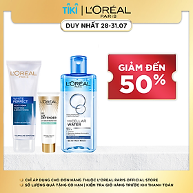 Bộ kem chống nắng & sữa rữa mặt & tẩy trang sạch sâu L'Oreal Paris