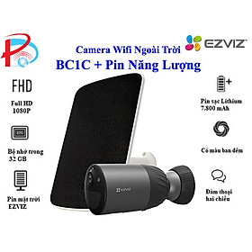 Camera IP Wifi Ngoài Trời EZVIZ BC1C 2MP Tặng Kèm Tắm Pin Năng Lượng Tích Hợp Bộ Nhớ Trong 32G - Có Màu Ban Đêm - Đàm Thoại 2 Chiều - Hàng Chính Hãng