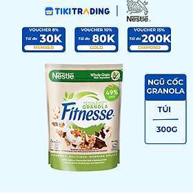 Ngũ cốc ăn sáng Fitnesse Granola Diêm Mạch, Hạnh Nhân & Sô Cô La (gói 300g)