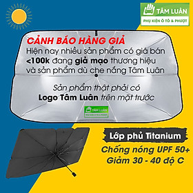 Ô che nắng ô tô gấp gọn, tấm che nắng kính lái ô tô xe hơi chống nóng kính trước chống tia cực tím UPF 50+ TÂM LUÂN Chổi lau tẩm dầu - Hàng chính hãng - Bạc Titan