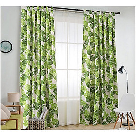 Mua Rèm cửa sổ  rèm vải  rèm decor MARYTEXCO trang trí nhà cửa  làm dịu nhẹ ánh sáng tự nhiên  rèm ore hoàn thiện tặng kèm dây buộc rèm vintage - họa tiết LÁ CỌ XANH R-B02 (Giao hàng cho vận chuyển trong 8h làm việc