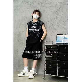 Bộ sát nách bé trai size đại 9-18 tuổi in chữ bainec vải co giãn thấm hút mồ hôi kiểu dáng thời trang