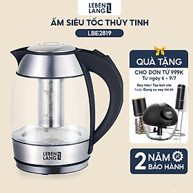 Ấm siêu tốc thuỷ tinh 1,8lit Lebenlang LBE2819 (hàng chính hãng)