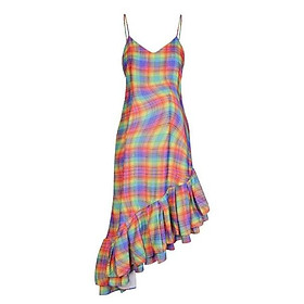 Đầm Hai Dây Maxi Chân Váy Xoè Cầu Vồng TARTAN - Tartan Dress SE / Rainbow / Tartan Pattern