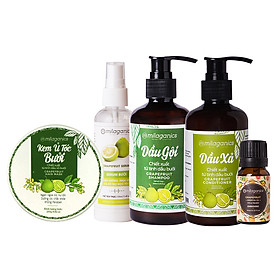 Trọn Bộ 5 Sản Phẩm Kích Thích Mọc Tóc Tinh Dầu Bưởi MILAGANICS: Serum, Dầu Gội , Dầu Xả, Tinh Dầu, Kem Ủ (760ml/ Bộ)