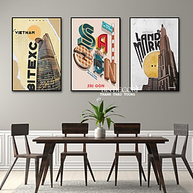 Tranh treo tường sài gòn 6 trang trí decor quán nhà hàng kèm đinh treo