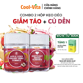 Combo Kẹo Dẻo Giấm Táo Hỗ Trợ Tiêu Hóa & Kẹo Dẻo Củ Dền Hỗ Trợ Bổ Sung Sắt CoolVita (60 viên x 3g)/hộp