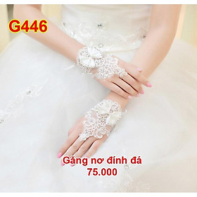 Găng tay cô dâu đẹp đính nơ xỏ ngón mẫu mới 2022 Giangpkc