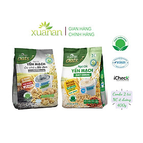 Combo Ngũ Cốc Yến Mạch Óc Chó Và Mè Đen 400G + Ngũ Cốc Yến Mạch 400G ít