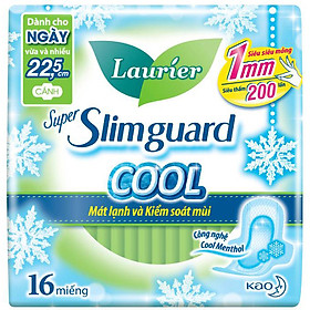 Băng Vệ Sinh Laurier Super Slimguard Cool Mát Lạnh & Kiểm Soát Mùi 22,5cm - 16 Miếng
